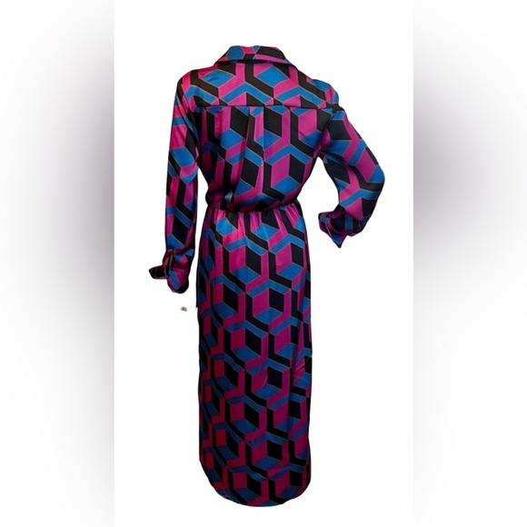 House of Harlow 1960 NWT Size Small Silky Geometric Print Wrap Maxi Dress (0369) - Picture 6 of 16